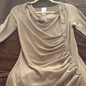 Elegant Brown Long Sleeve Top x 2! Beige and Charcoal. Only selling as a set.